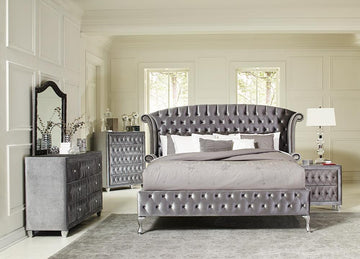 Deanna Bedroom Traditional Metallic Eastern King Four-Piece Set