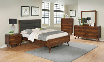 Robyn Mid-Century Modern Dark Walnut Queen Bed