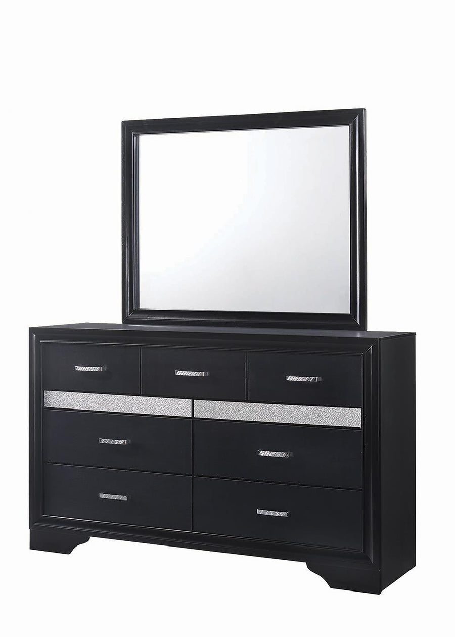 Miranda Transitional Black Seven-Drawer Nightstand