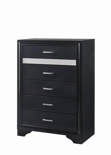 Miranda Transitional Black Five-Drawer Chest