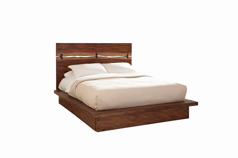 Rustic Smoky Walnut Queen Bed