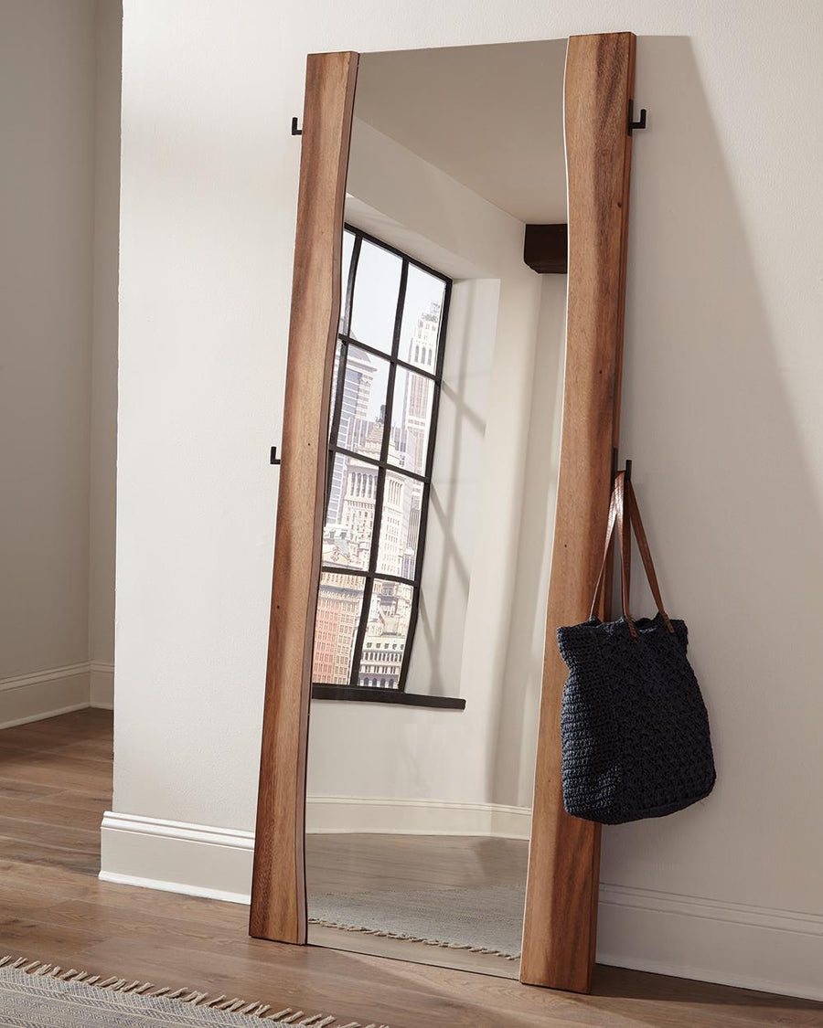 Rustic Smoky Walnut Floor Mirror