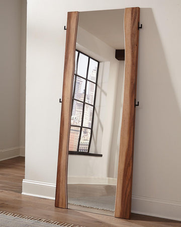 Rustic Smoky Walnut Floor Mirror