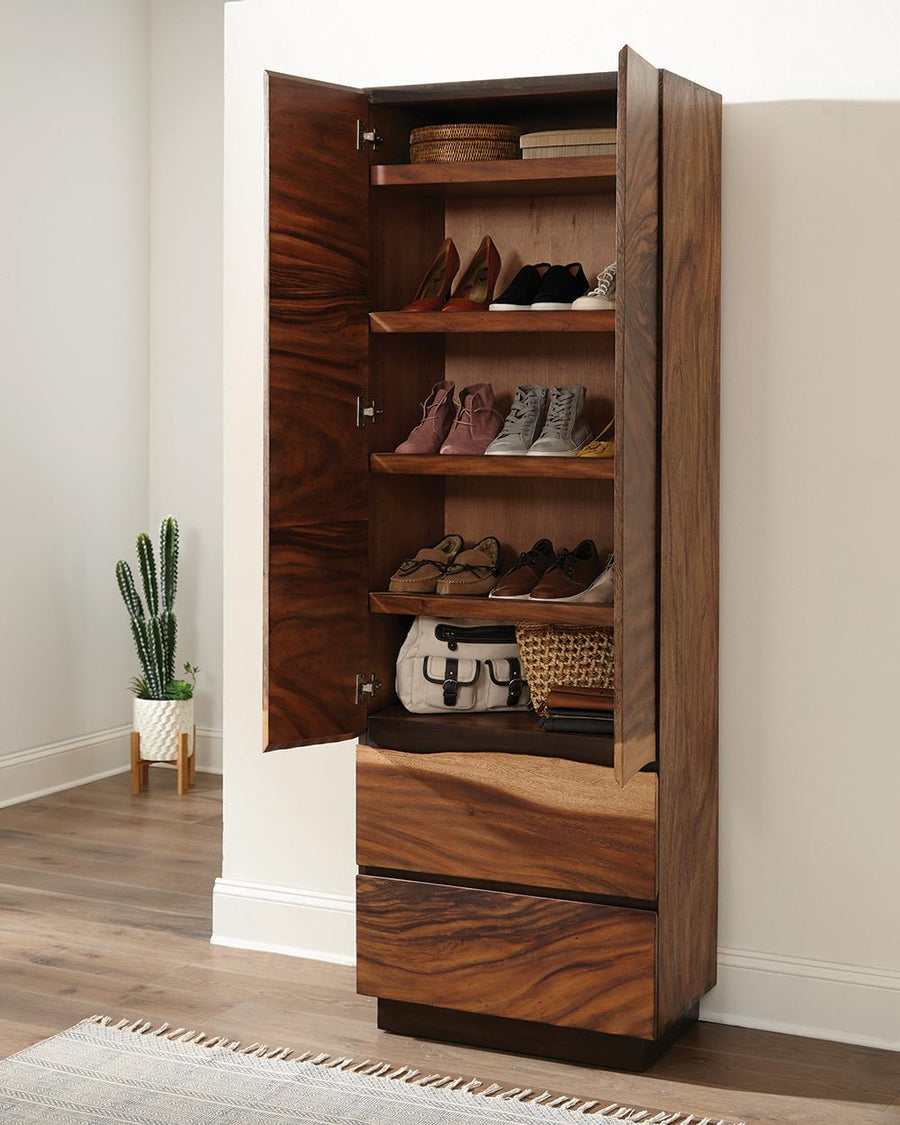 Rustic Smoky Walnut Shoe Tower