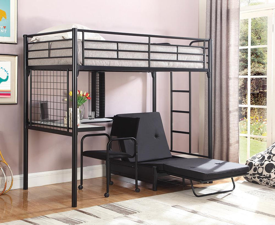 Contemporary Metal Loft Bunk Bed With Desk