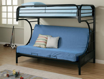 Contemporary Glossy Black Futon Bunk Bed