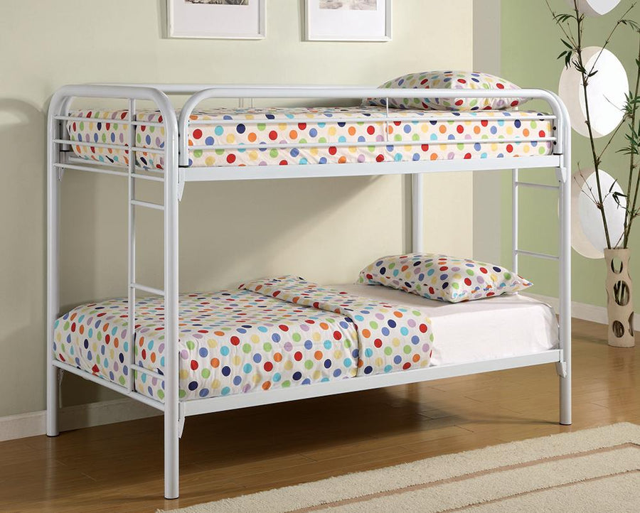 Contemporary White Twin Metal Bunk Bed