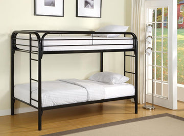 Contemporary Twin Black Metal Bunk Bed