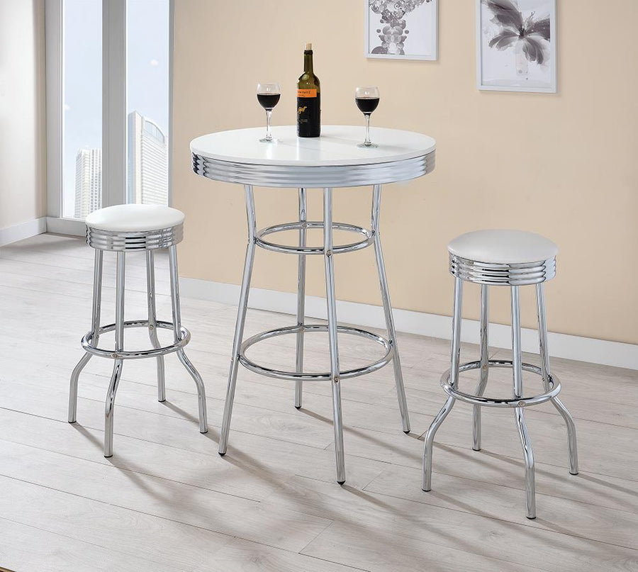 Cleveland Contemporary White Bar-Height Stool