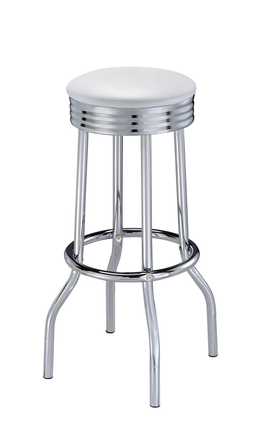 Cleveland Contemporary White Bar-Height Stool