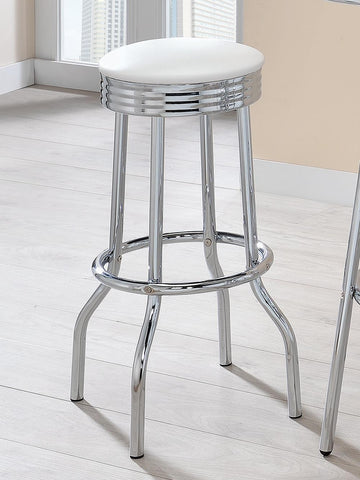 Cleveland Contemporary White Bar-Height Stool