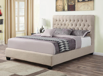 Chloe Transitional Oatmeal Upholstered Full Bed