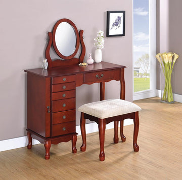 Transitional Brown Red Vanity Set