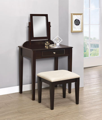 Transitional Espresso Vanity and Stool