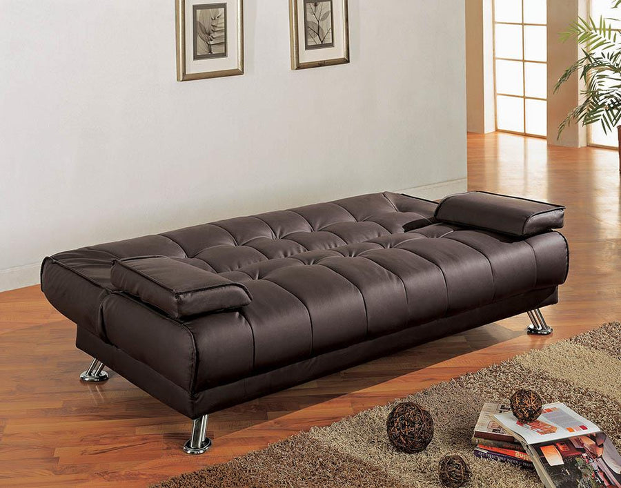 Casual Brown and Chrome Sofa Bed