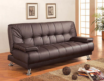 Casual Brown and Chrome Sofa Bed