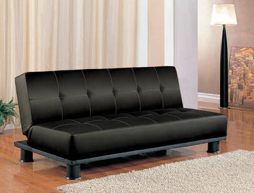 Contemporary Black Faux Leather Sofa Bed