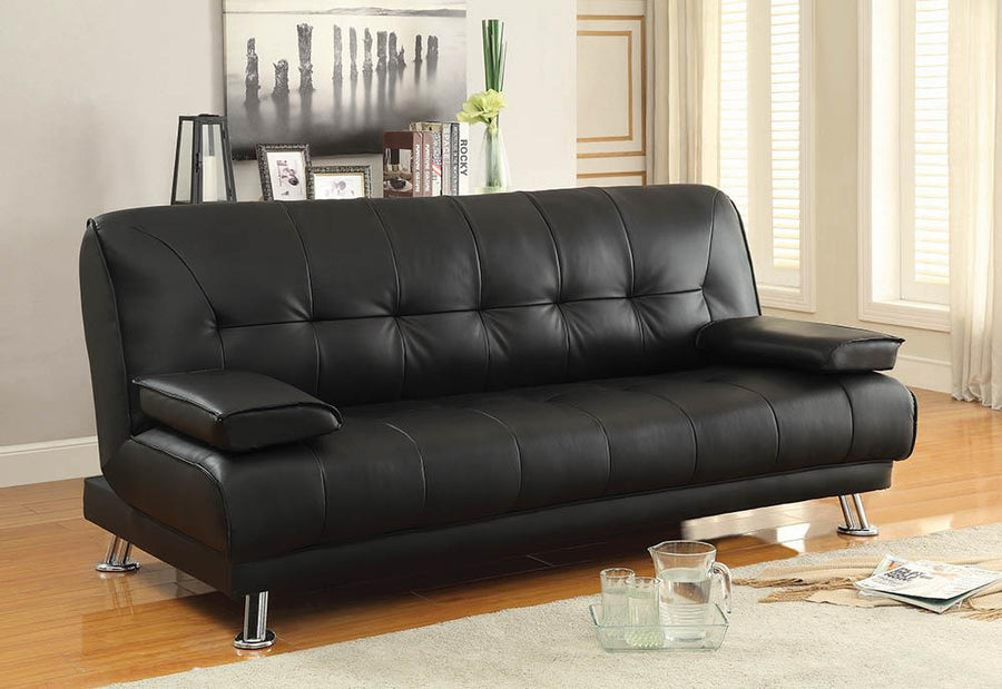 Contemporary Black and Chrome Sofa Bed