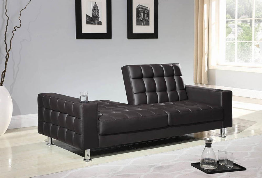 Brown Faux Leather Sofa Bed