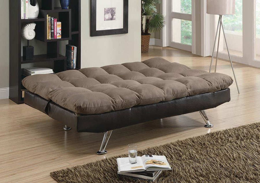 Casual Overstuffed Brown Sofa Bed