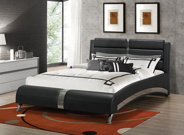 Havering Contemporary Black and White Upholstered Eastern King Bed