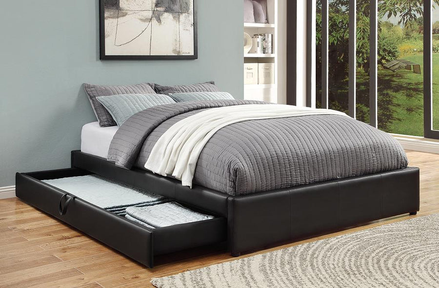 Hunter Transitional Black Upholstered Queen Storage Bed