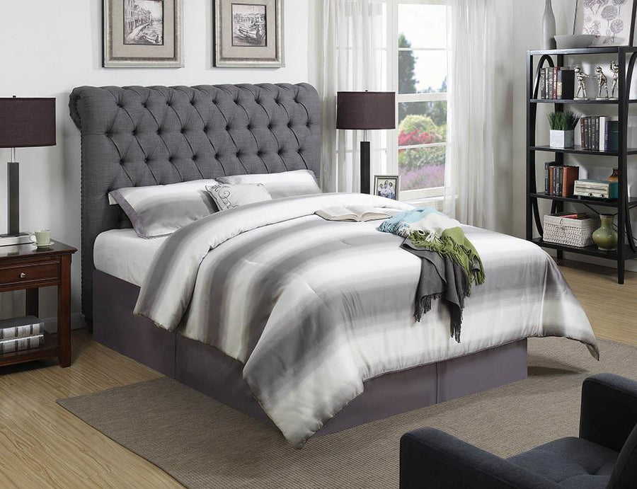 Devon Grey Upholstered California King Bed