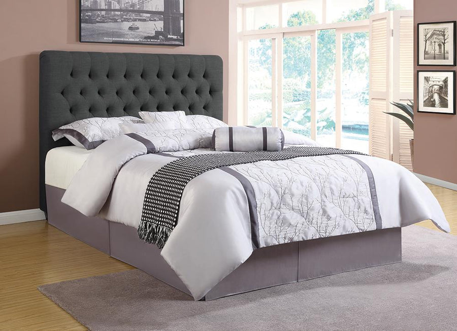 Chloe Transitional Charcoal Upholstered California King Bed