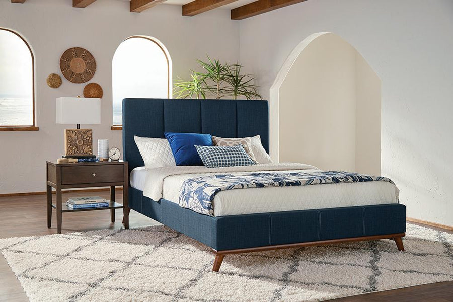 Charity Blue Upholstered Full Bed