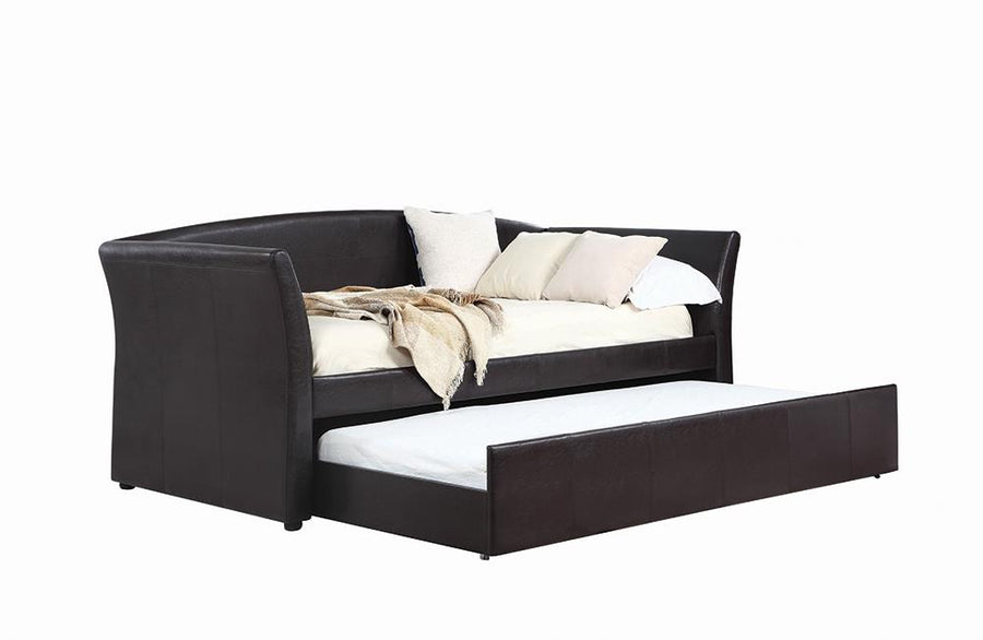 Transitional Dark Brown Upholstered Daybed