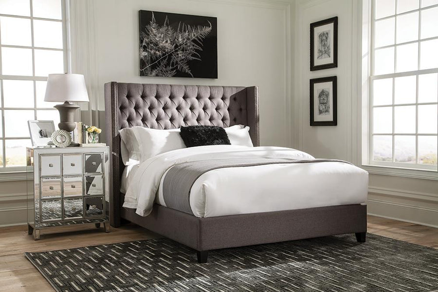 Benicia Grey Upholstered King Bed