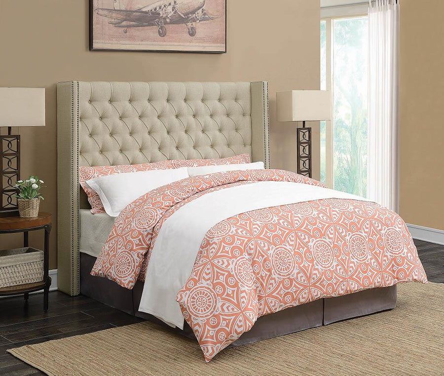 Benicia Beige Upholstered Full Bed