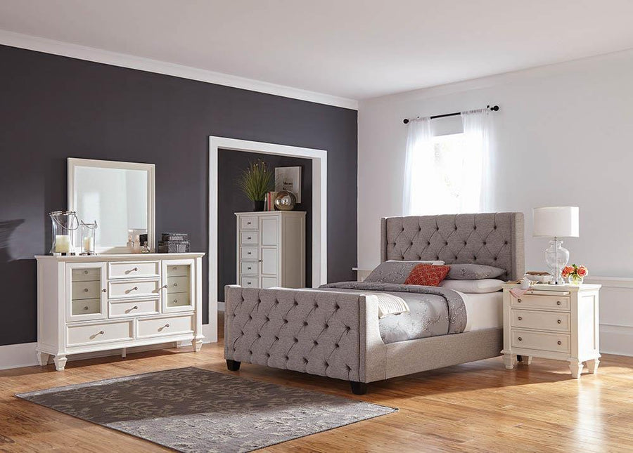 Palma Light Grey Upholstered Full Bed