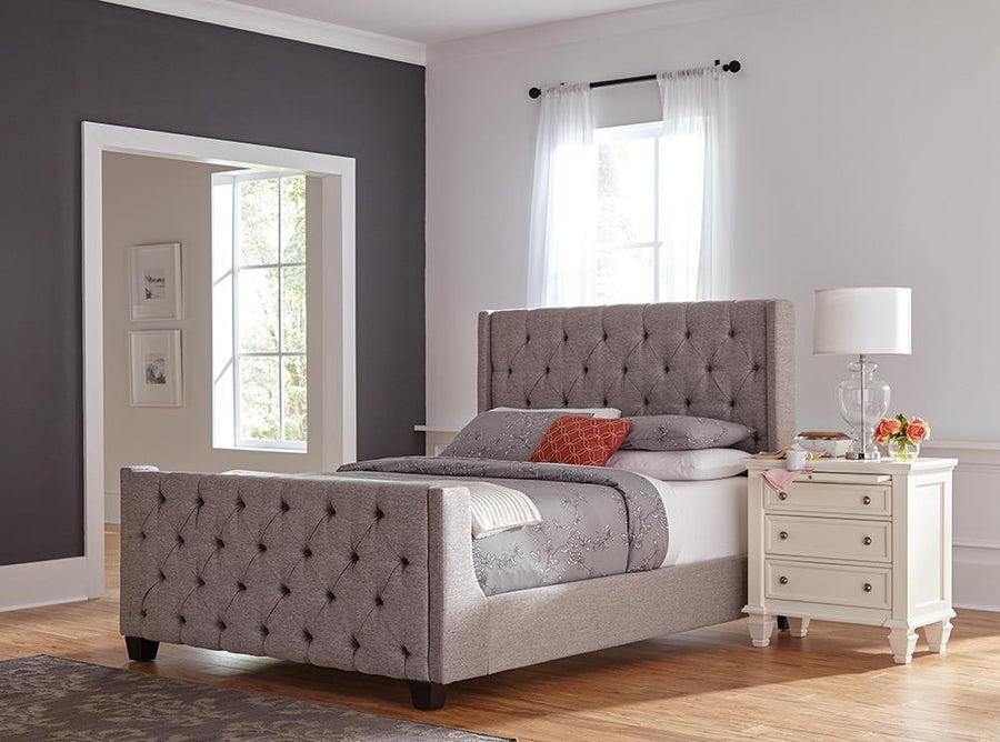 Palma Light Grey Upholstered King Bed