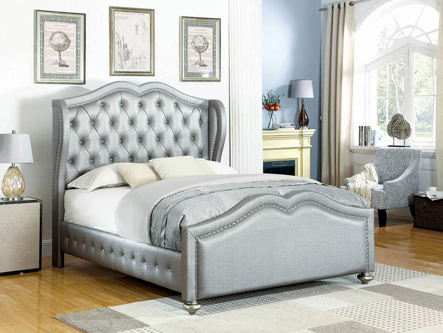 Belmont Grey Upholstered King Bed