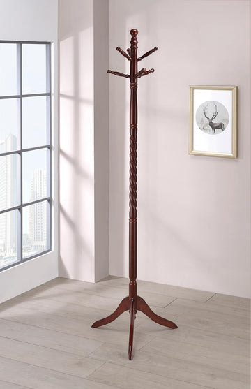 Traditional Merlot Twisted Post Coat Rack