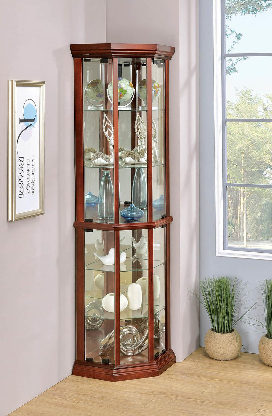 Traditional Medium Brown Curio Cabinet