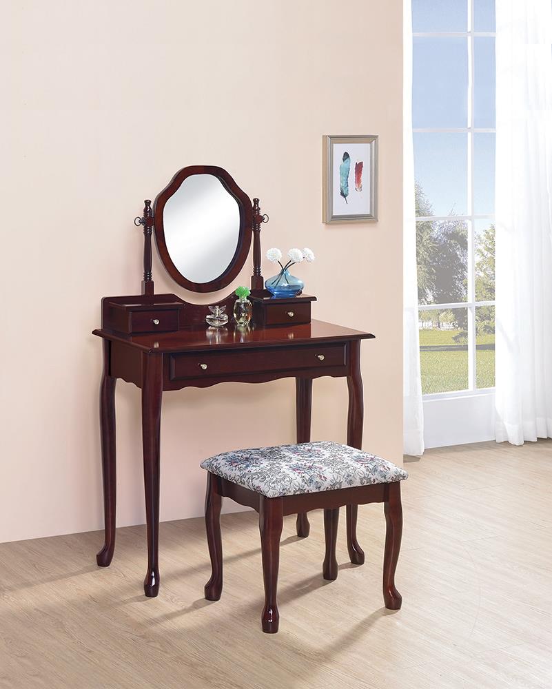 Traditional Brown-Red Vanity Set