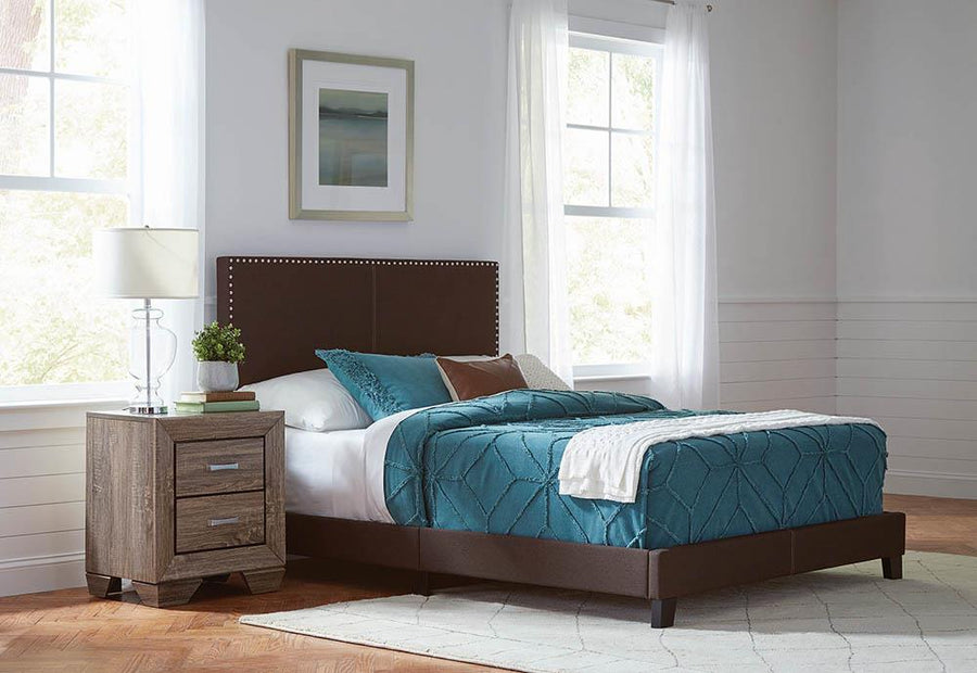 Boyd Upholstered Brown Full Bed