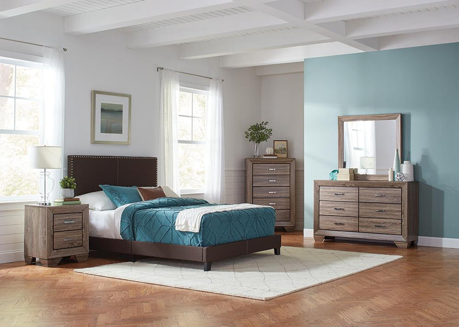 Boyd Upholstered Brown Twin Bed