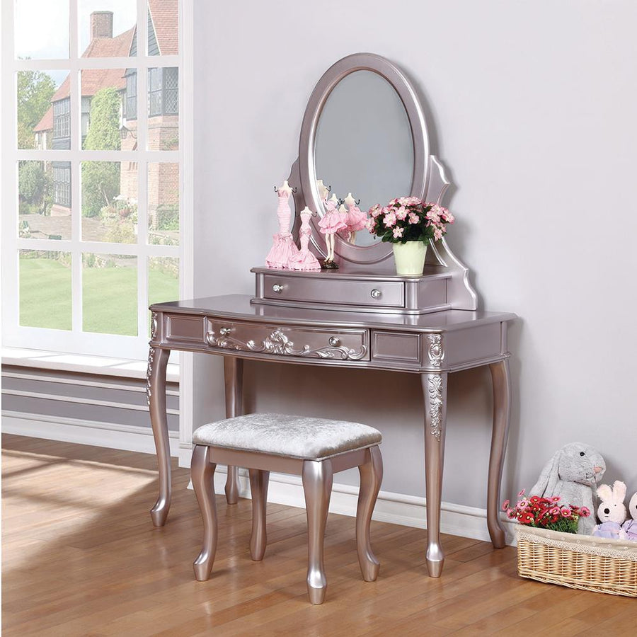 Caroline Metallic Lilac Vanity Stool