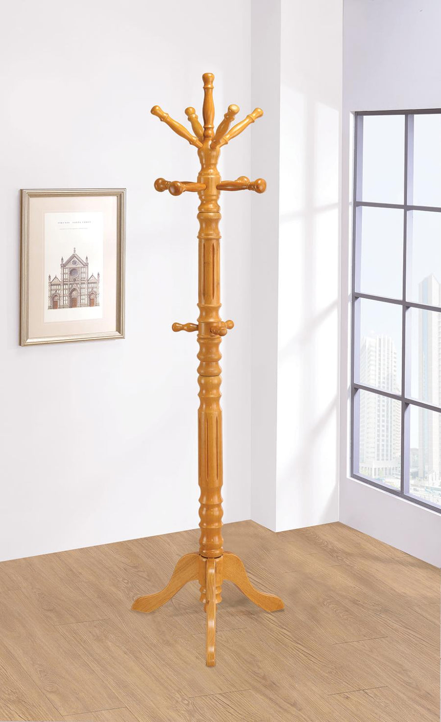 Traditional Honey Twisted Post Coat Rack