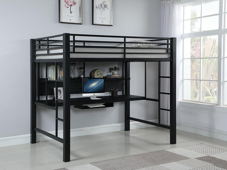 Contemporary Black Metal Loft Bed