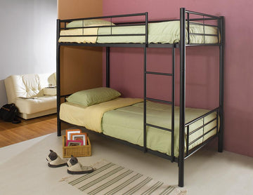 Denley Black Metal Twin-Over-Twin Bunk Bed