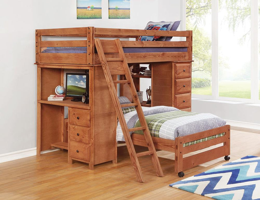 Wrangle Hill Twin-over-Full Loft Bed with Desk