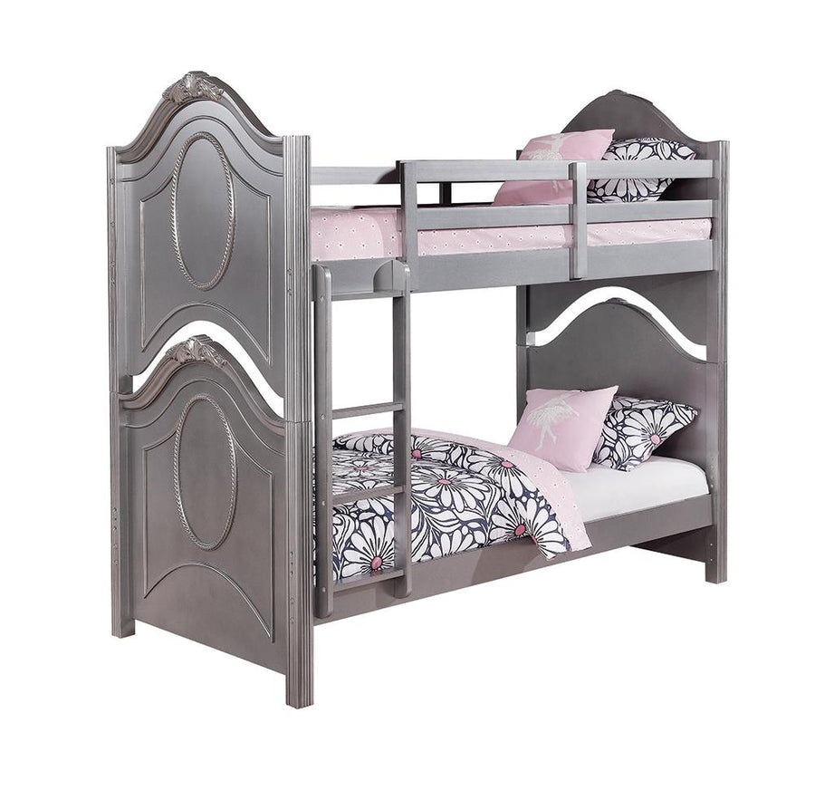 Valentine Metallic Pewter Twin-over-Twin Bunk Bed