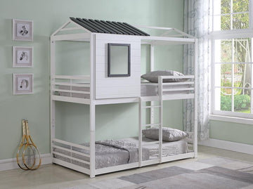 Belton Light Grey Twin-over-Twin Bunk Bed