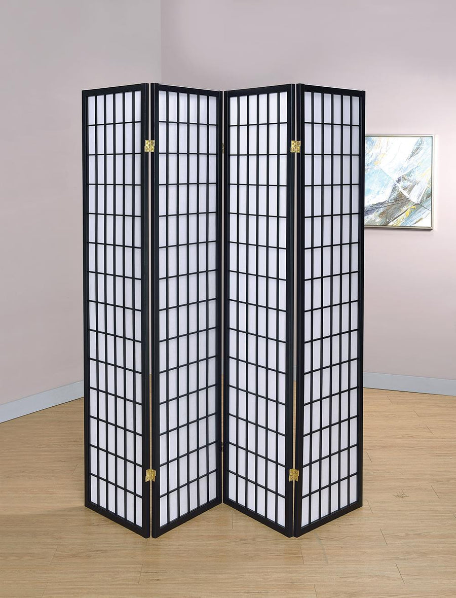 Transitional Black Four-Panel Screen