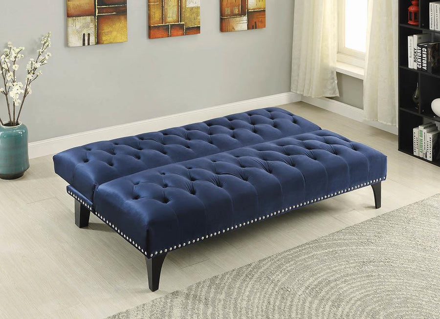 Blue Velvet Sofa Bed