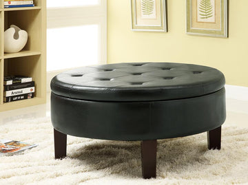 Casual Dark Brown Round Ottoman